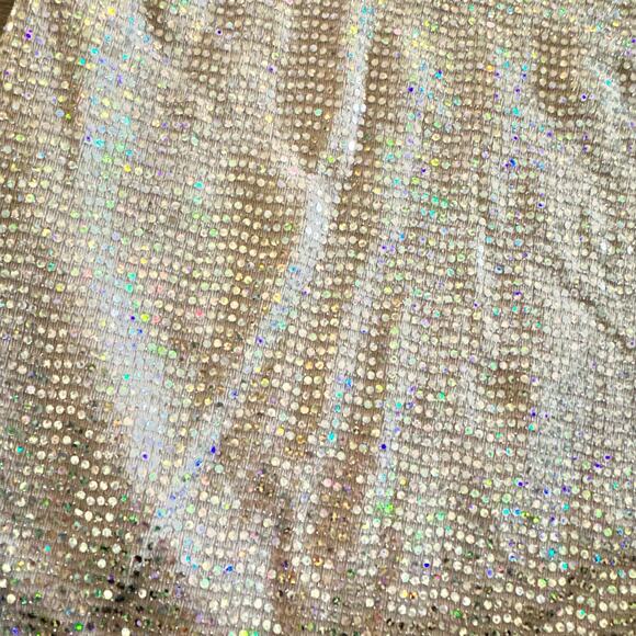 Audrey 3 +1 Mini Skirt Sparkle Beige Gold Silver Size Large - Picture 2 of 3